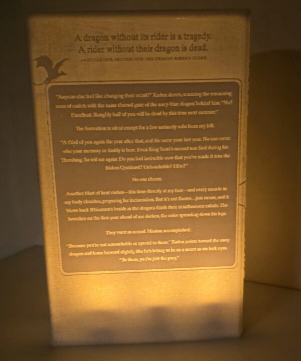 Lithophane boek fourth wing - Afbeelding 3